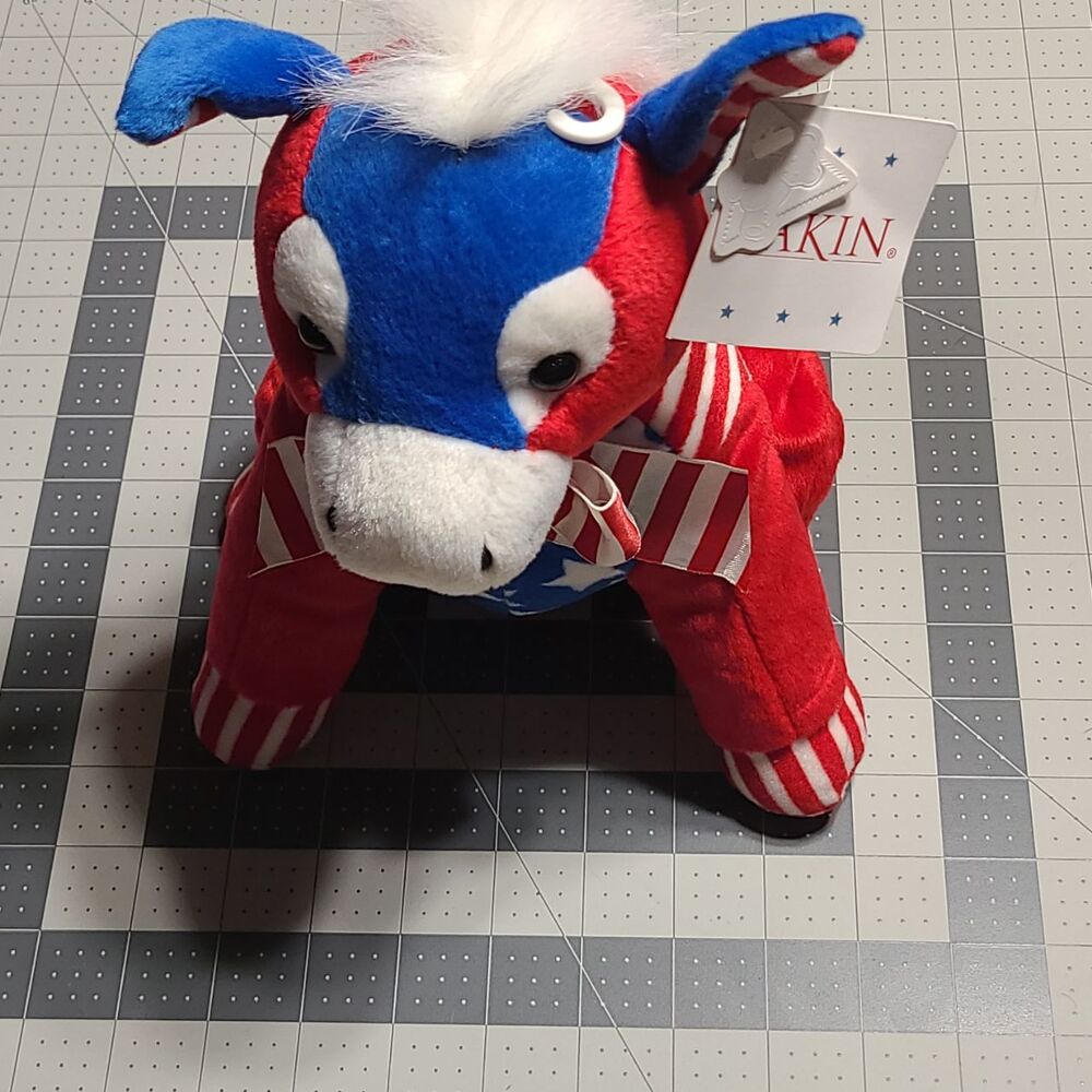 NWT DAKIN Plush Toy 20H Red White Blue Striped‎ Bow Tie Patriotic Donkey